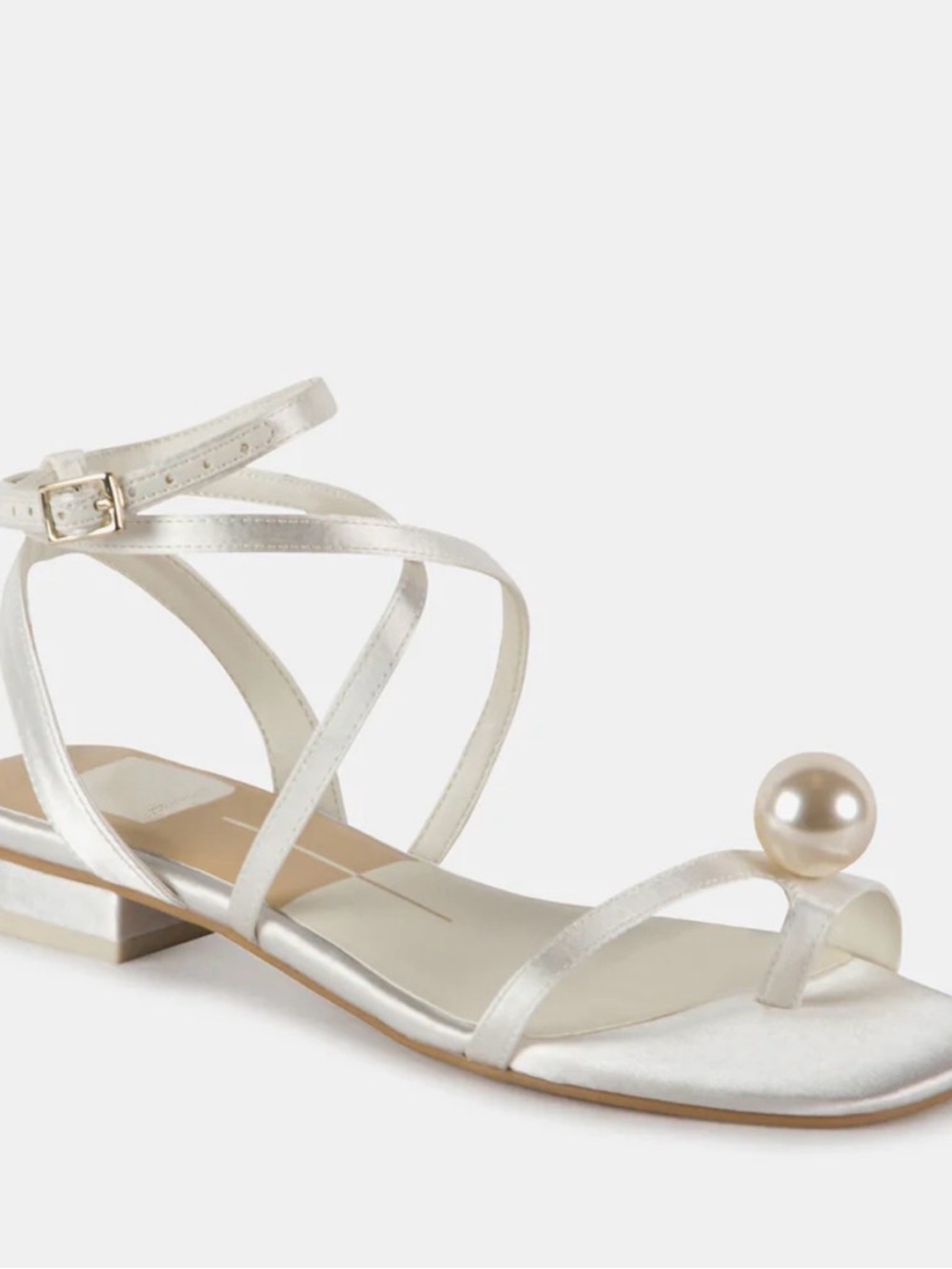 Dolce Vita‎ white Andrea White Satin Pearl-Detail Strappy Sandal Size 9